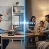 Person working from home office with laptop, showing healthy work-life boundaries